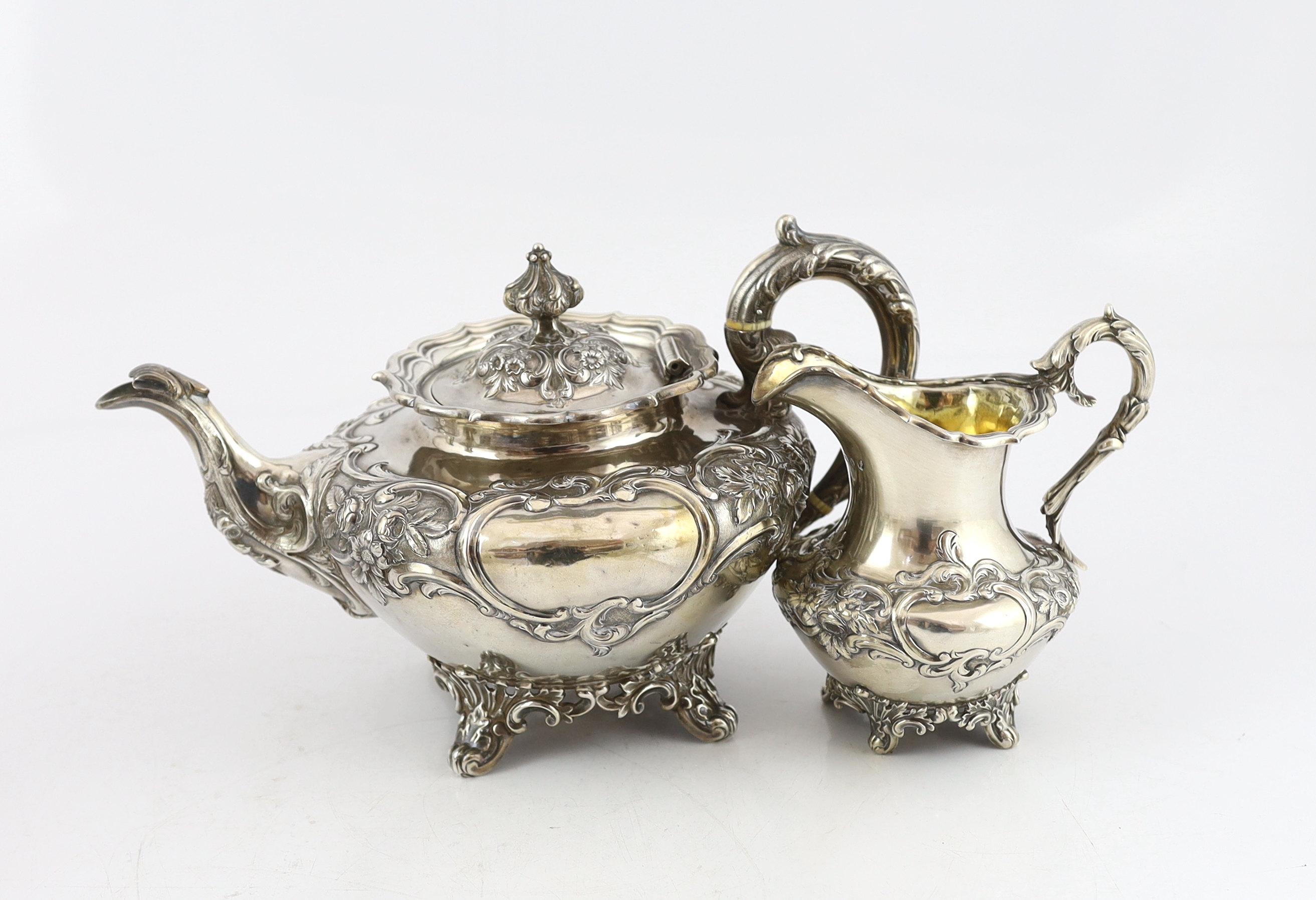 An early Victorian Scottish silver pyriform four piece tea and coffee service by William Marshall, CITES Submission reference Z4LSL9CG